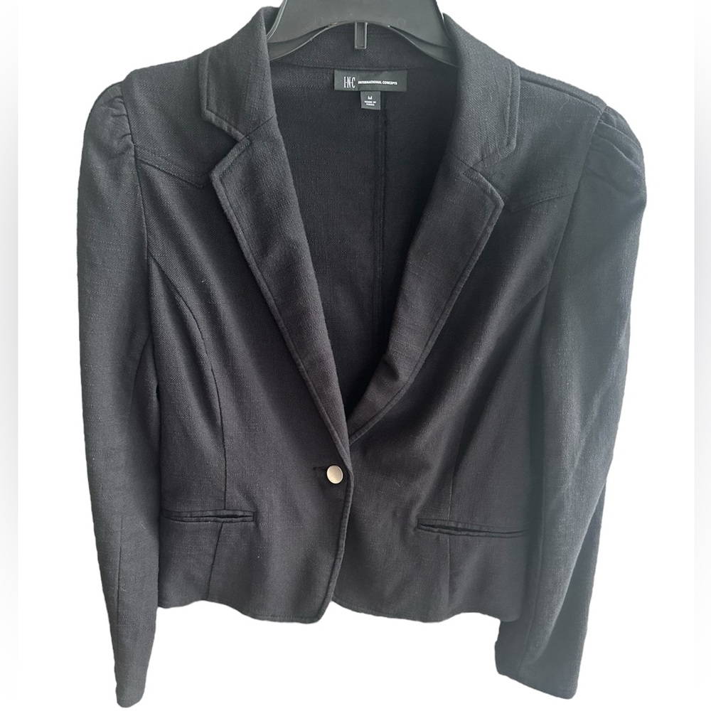 INC International Concepts Black Women's Cotton Blazer- Medium